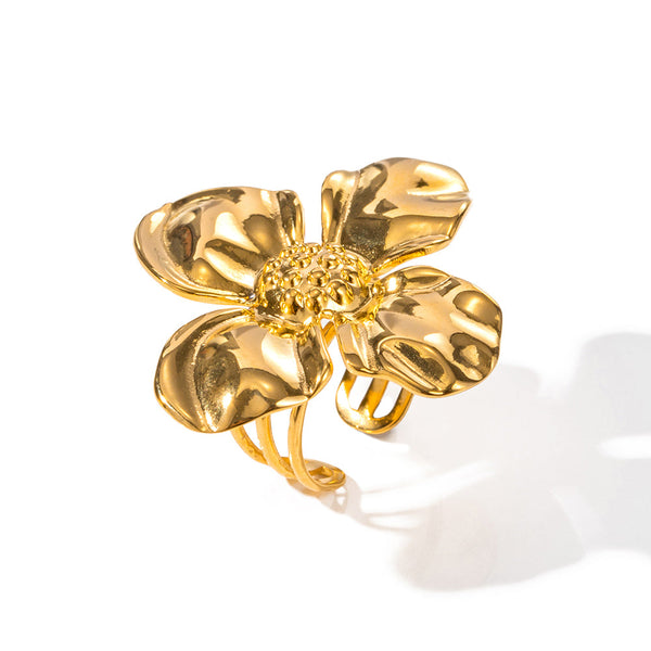 Polished Flower Ring, 18K Gold Plated | Verona Collection - Gioppe