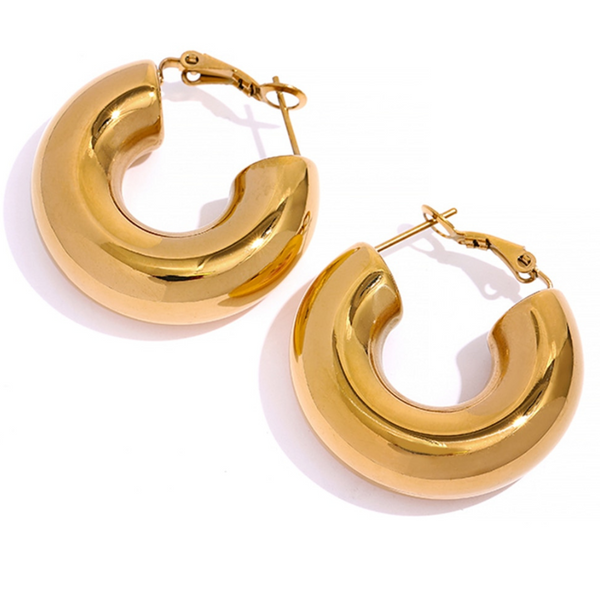 Tube Hoop Earrings Gold-Plated 18K | Firenze Collection - Gioppe