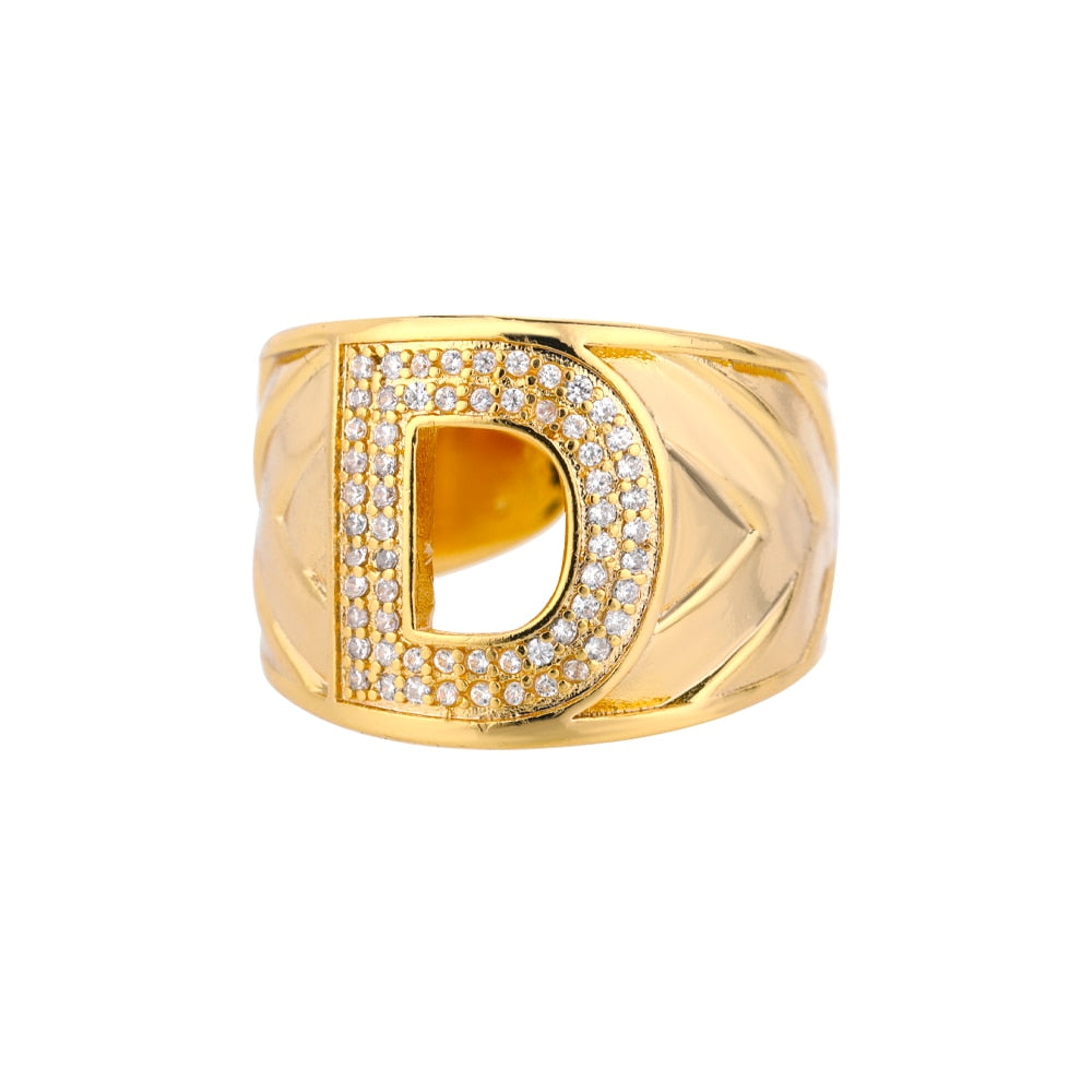 Maxi Initials Ring A-Z with Zirconias - Gioppe