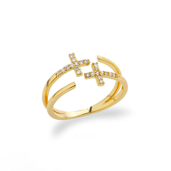 Double Cross Ring with Adjustable Zirconias - Gioppe