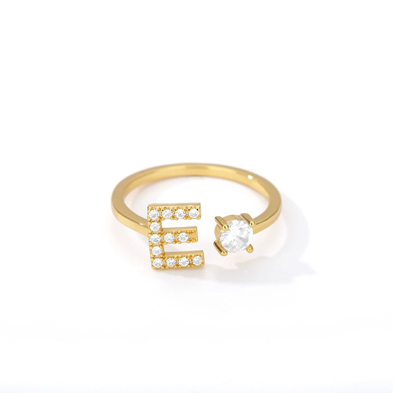 Minimal Initial Zirconia Ring - Letters A to Z - Adjustable - Gioppe