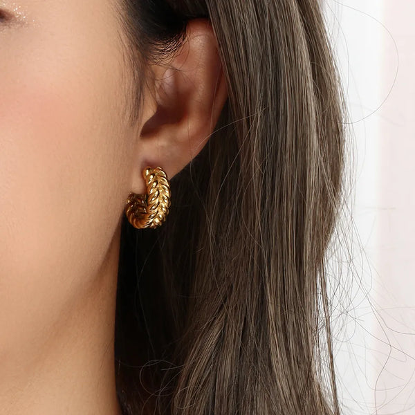 Wheat Medium Hoop Earrings Gold-Plated 18K | Capri Collection - Gioppe