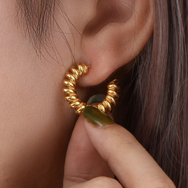 Spring Coil Hoop Earrings Gold-Plated 18K | Capri Collection - Gioppe