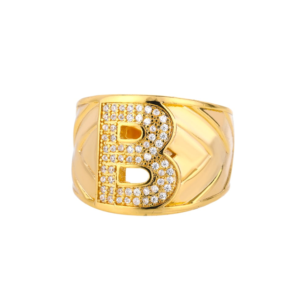 Maxi Initials Ring A-Z with Zirconias - Gioppe