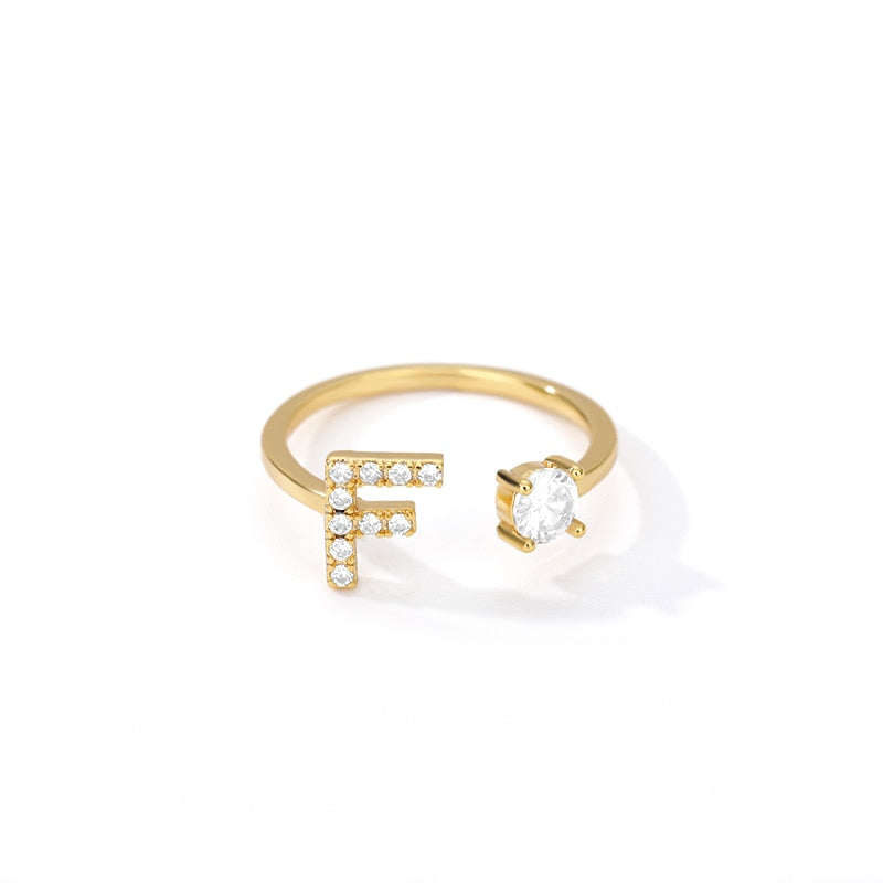 Minimal Initial Zirconia Ring - Letters A to Z - Adjustable - Gioppe