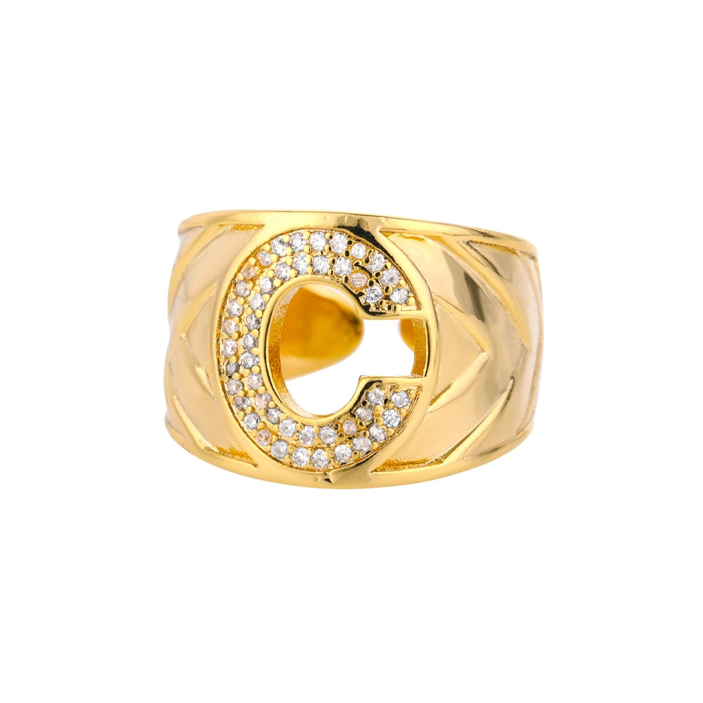 Maxi Initials Ring A-Z with Zirconias - Gioppe