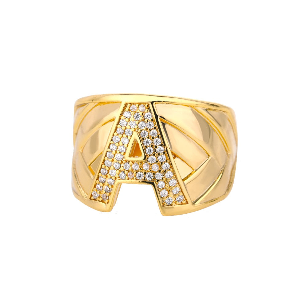 Maxi Initials Ring A-Z with Zirconias - Gioppe