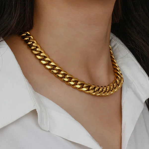 Margot Necklace Cuban Chain Gold-Plated 18K | Capri Collection - Gioppe