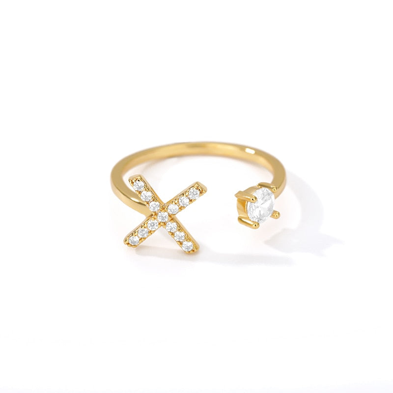 Minimal Initial Zirconia Ring - Letters A to Z - Adjustable - Gioppe