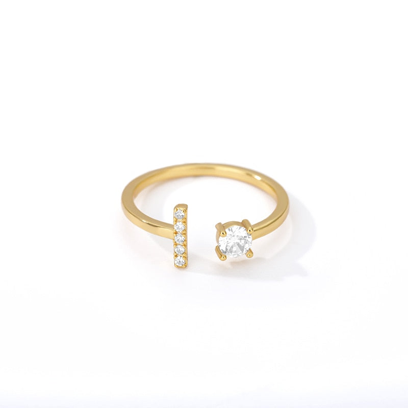 Minimal Initial Zirconia Ring - Letters A to Z - Adjustable - Gioppe