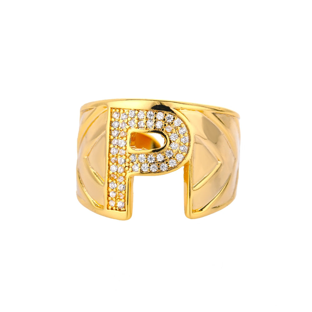 Maxi Initials Ring A-Z with Zirconias - Gioppe