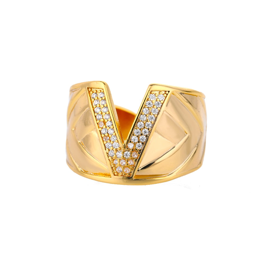 Maxi Initials Ring A-Z with Zirconias - Gioppe