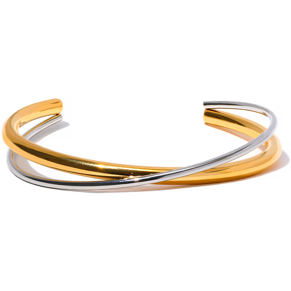 Interwoven Double Plating Gold-Plated 18K Bracelet | Firenze Collection - Gioppe