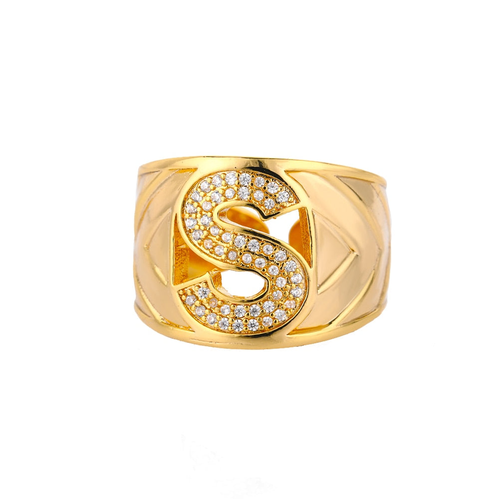 Maxi Initials Ring A-Z with Zirconias - Gioppe