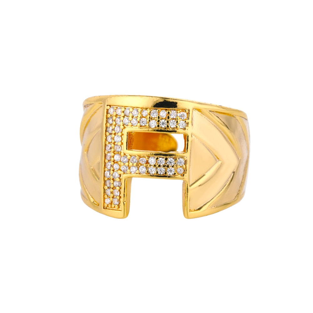 Maxi Initials Ring A-Z with Zirconias - Gioppe