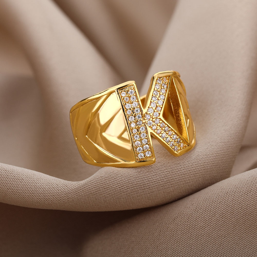 Maxi Initials Ring A-Z with Zirconias - Gioppe