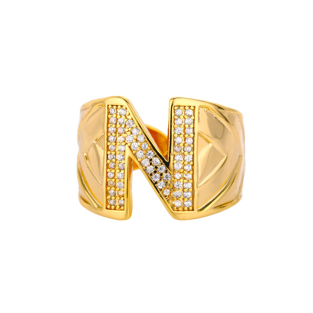 Maxi Initials Ring A-Z with Zirconias - Gioppe