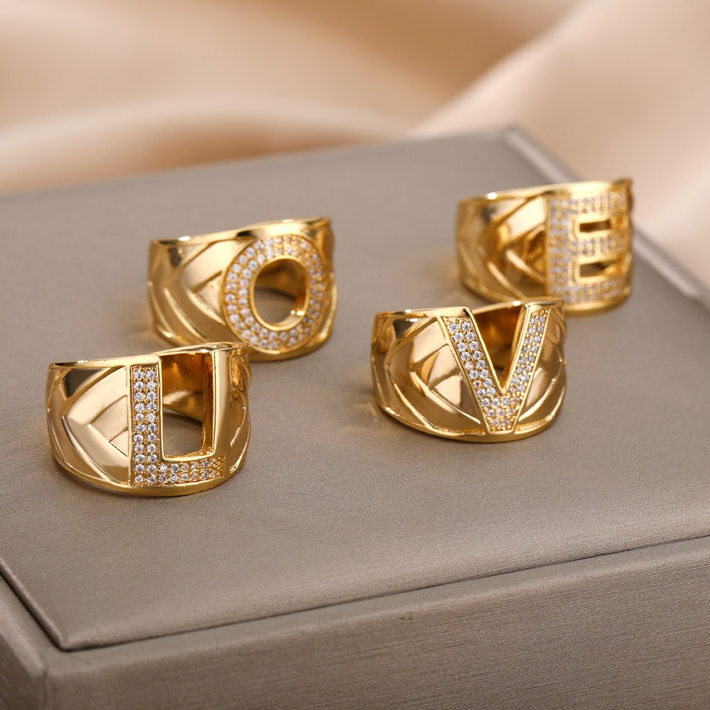 Maxi Initials Ring A-Z with Zirconias - Gioppe