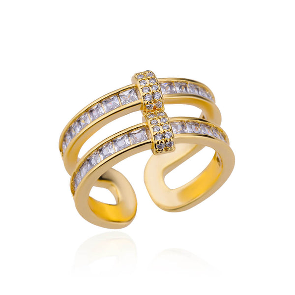 Double Layer Ring with Zirconia - Gioppe