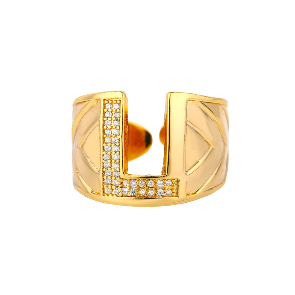 Maxi Initials Ring A-Z with Zirconias - Gioppe