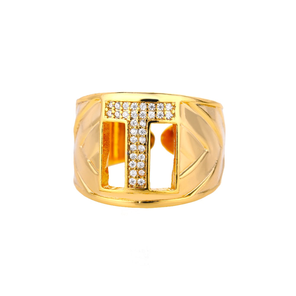 Maxi Initials Ring A-Z with Zirconias - Gioppe