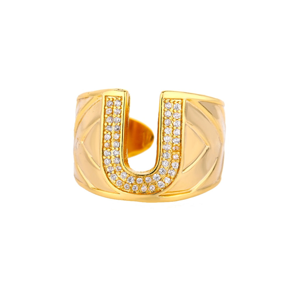 Maxi Initials Ring A-Z with Zirconias - Gioppe