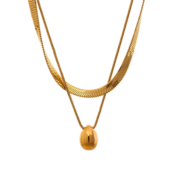 Double Mesh Necklace + Pendant Gold-Plated 18K | Firenze Collection - Gioppe