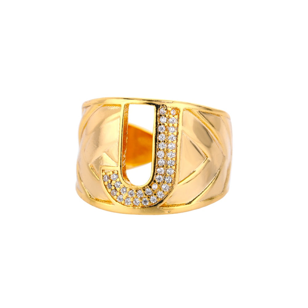 Maxi Initials Ring A-Z with Zirconias - Gioppe