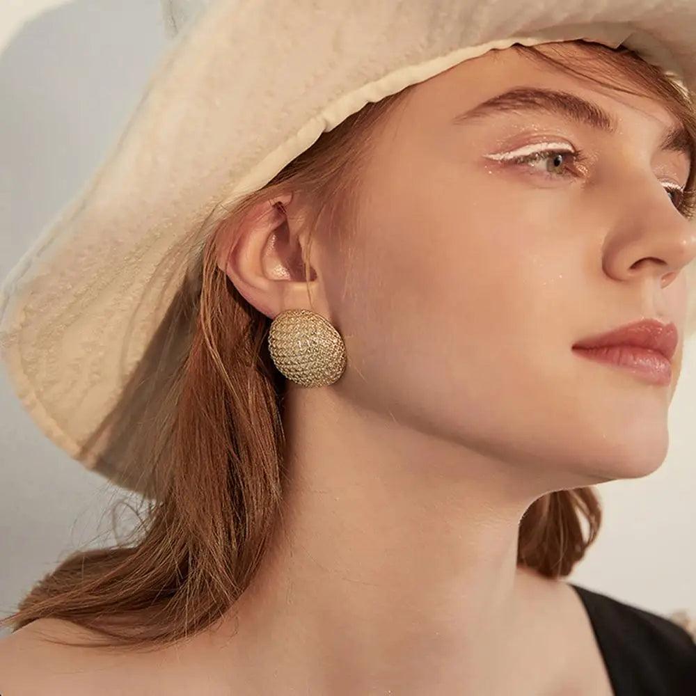 Elegant Dome Earrings in Gold Finish - Gioppe