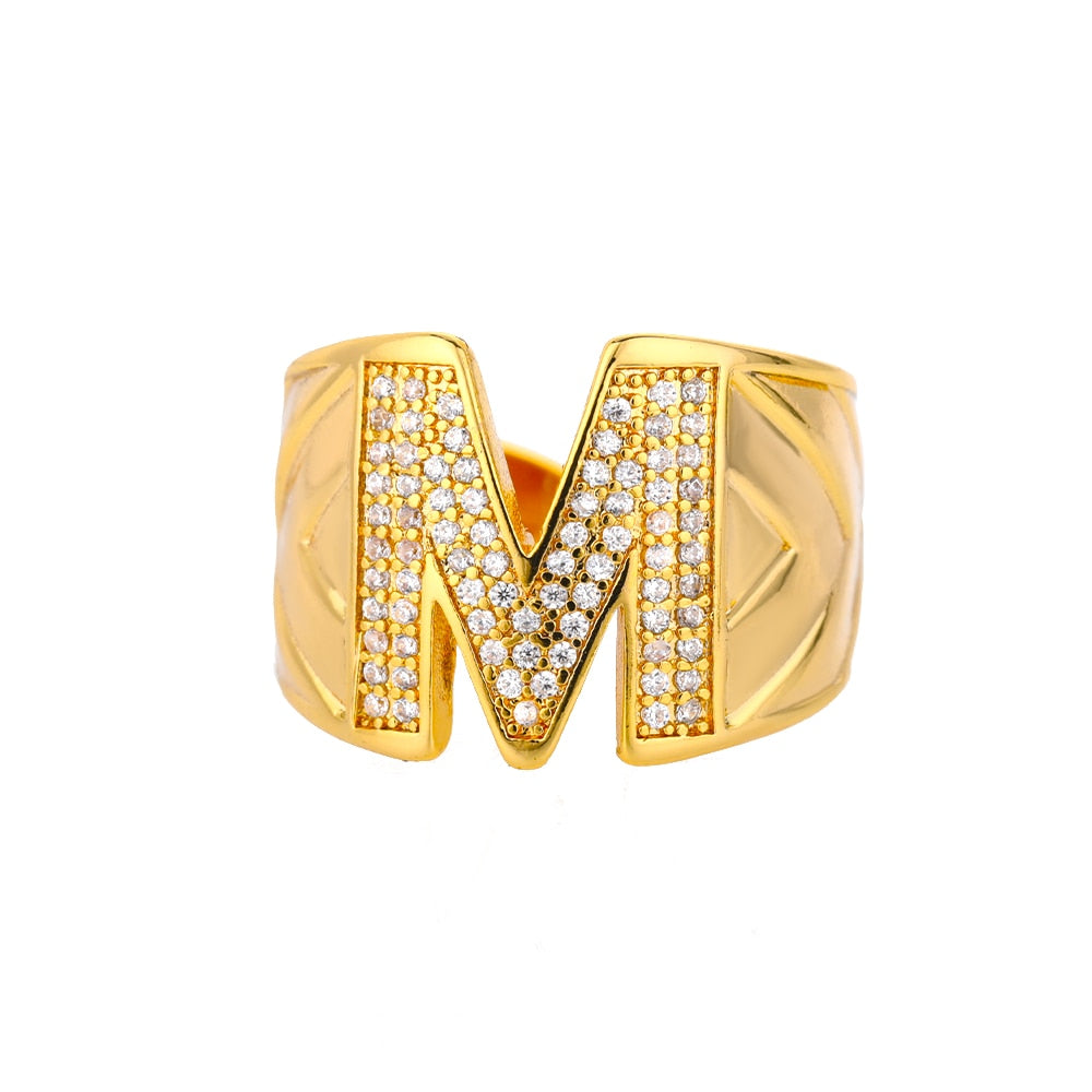 Maxi Initials Ring A-Z with Zirconias - Gioppe