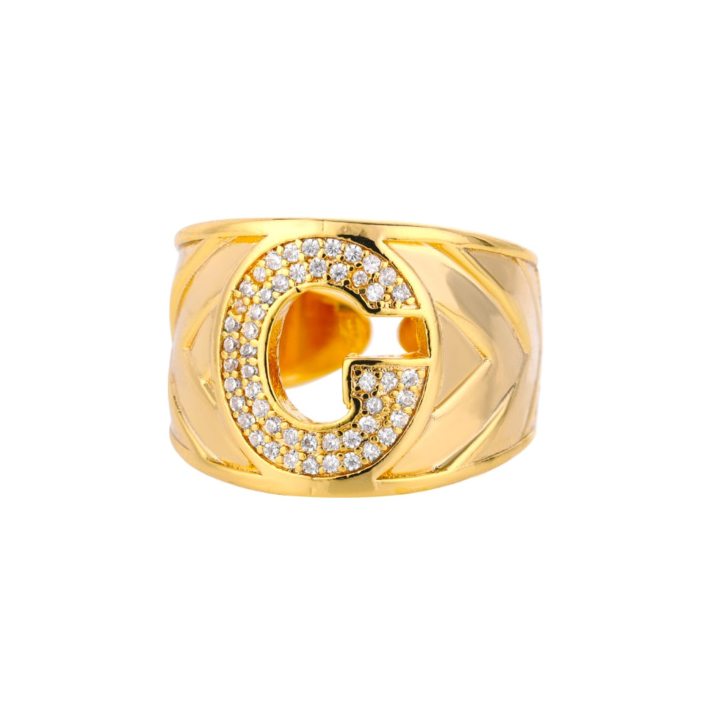 Maxi Initials Ring A-Z with Zirconias - Gioppe