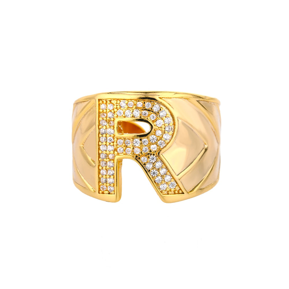 Maxi Initials Ring A-Z with Zirconias - Gioppe