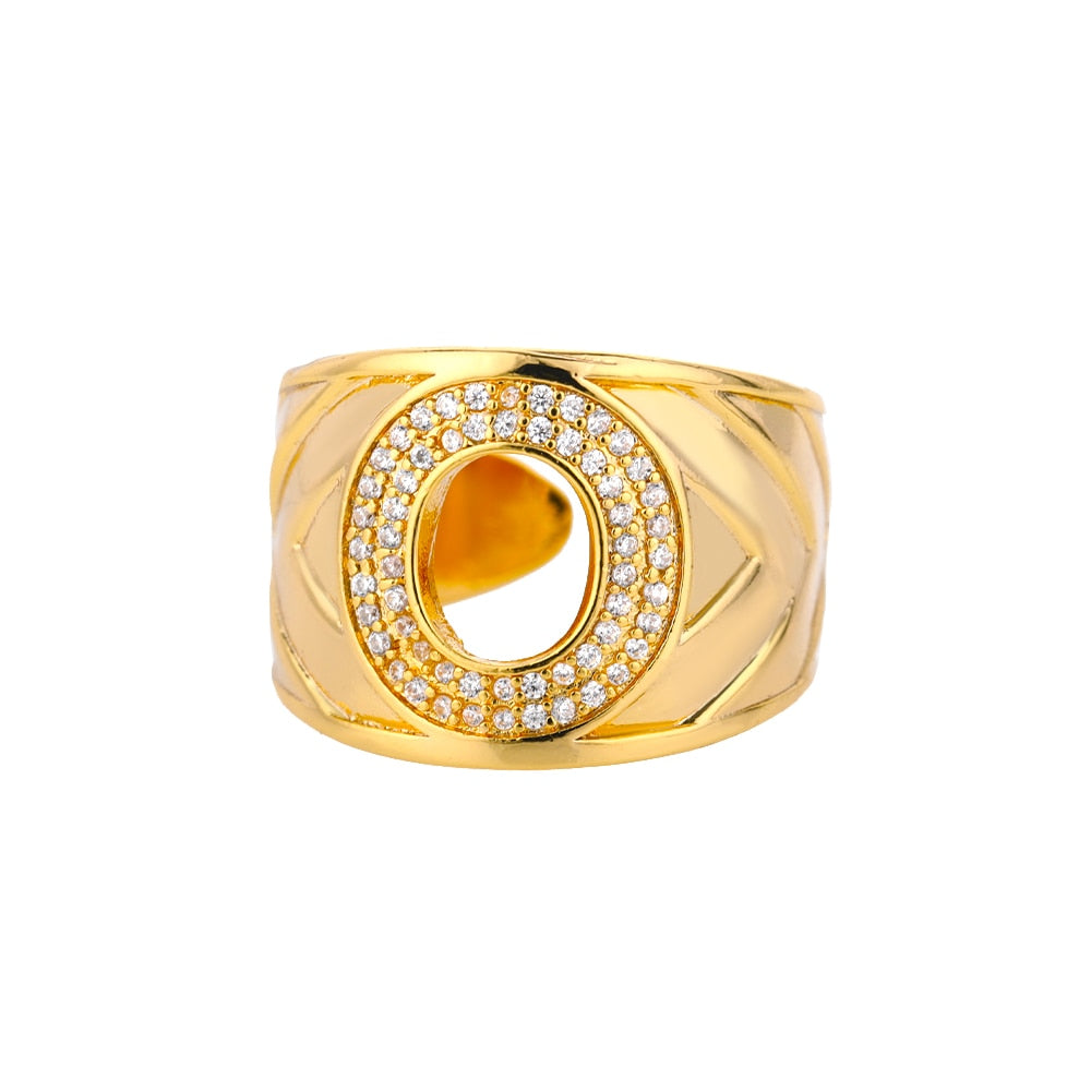 Maxi Initials Ring A-Z with Zirconias - Gioppe