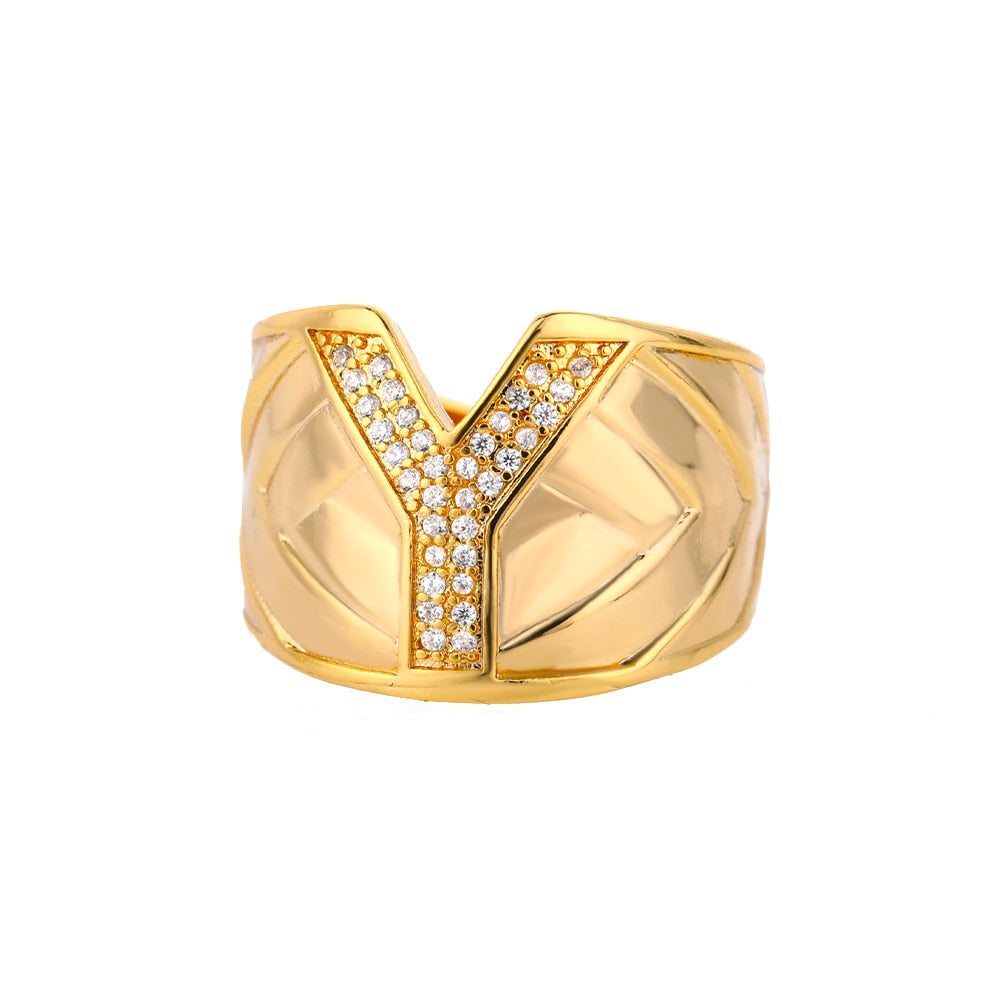 Maxi Initials Ring A-Z with Zirconias - Gioppe