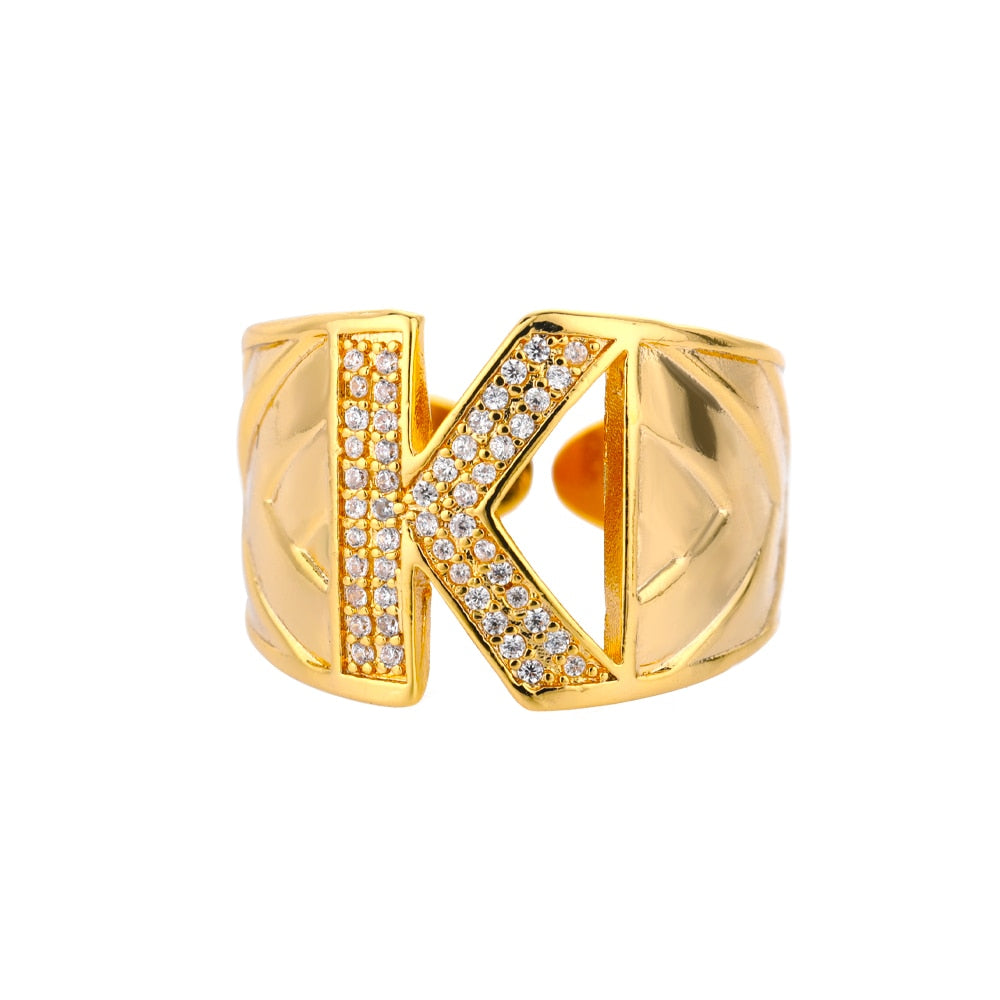 Maxi Initials Ring A-Z with Zirconias - Gioppe