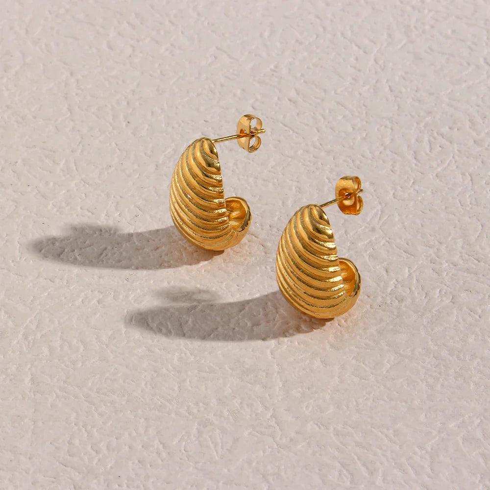 18K Gold-Plated Croissant Earrings - Gioppe